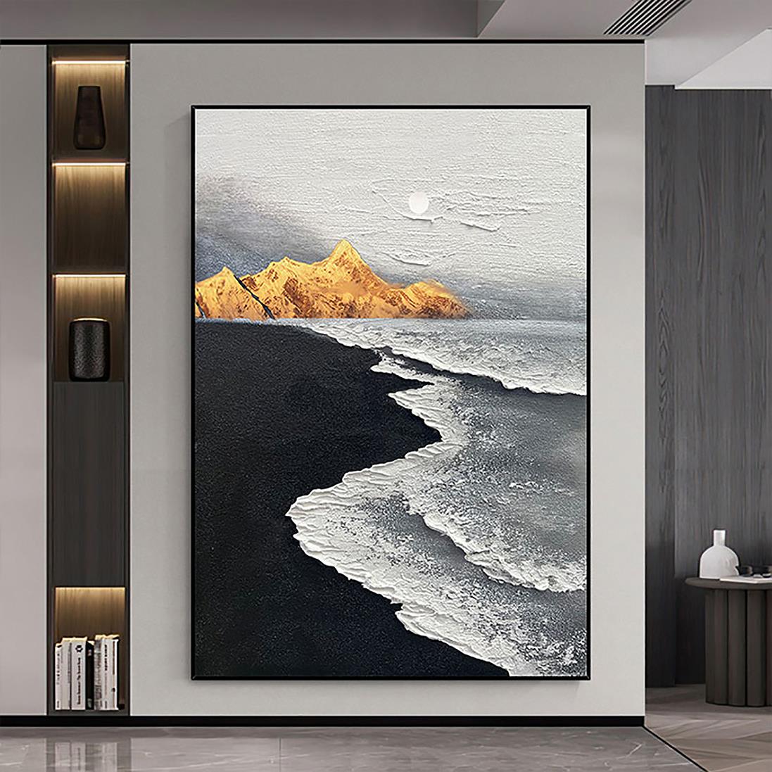 Beach wave abstract 07 wall art minimalism Oil Paintings